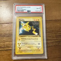 PSA 8 Pikachu 4 Movie Wizards Black Star Promo Near MINT Card 1999 - Image 1