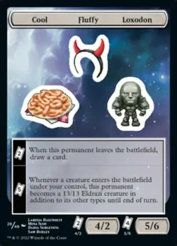 4x STICKER (28/48): Cool Fluffy Loxodon MTG Unfinity NM Magic Regular - Image 1