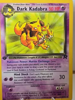 1999 Vintage 1st Edition Team Rocket Dark Kadabra 39/82 Pokemon Card - Image 1