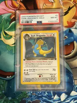 2000 POKEMON ROCKET 1ST ED #5 DARK DRAGONITE-HOLO PSA 8 - Image 1