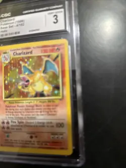 1999 Pokemon Base Set Charizard Holo 4/102 Unlimited Rare CGC 3 - Image 2