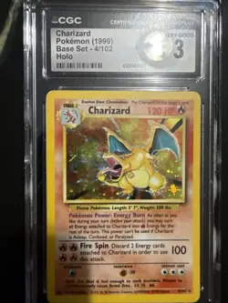 1999 Pokemon Base Set Charizard Holo 4/102 Unlimited Rare CGC 3 - Image 3