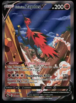 Galarian Zapdos V 174/198 Chilling Reign Rare Ultra Pokemon - Image 1