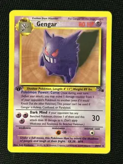 Pokemon Gengar 20/62 (1st Edition) *Near Mint* Fossil Regular - Image 1