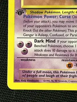 Pokemon Gengar 20/62 (1st Edition) *Near Mint* Fossil Regular - Image 2