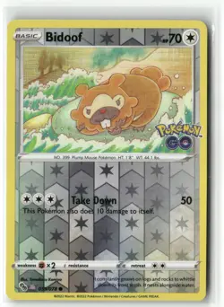 2022 Pokemon GO Bidoof 059/078 Reverse Holo Common English - Image 1