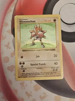 Pokemon Hitmonchan Base Set Holo Shadowless Rare Card 7/102 WOTC - Image 1