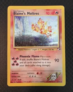 Pokemon Blaine's Moltres 1/132 - Gym Heroes - Holo Rare - MP/HP Vintage - Image 1