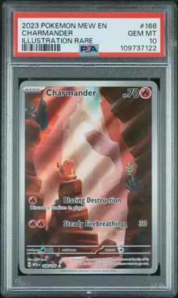 2023 POKEMON MEW EN-151 ILLUSTRATION RARE #168 CHARMANDER PSA 10 - Image 1