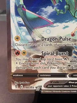 Pokemon TCG Rayquaza V Full Alt Art 194/203 SWSH07: Evolving Skies Holo NM - Image 5