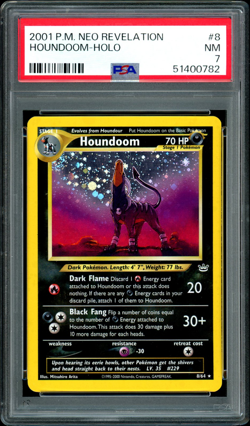 2001 POKEMON NEO REVELATION #8 HOUNDOOM-HOLO PSA 7 - Image 1