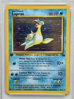 1999 POKEMON FOSSIL 1ST EDITION #10 LAPRAS-HOLO PSA 7 - Image 2