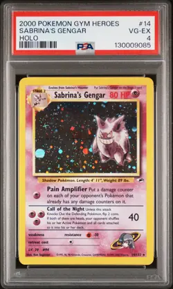 2000 POKEMON GYM HEROES HOLO #14 SABRINA'S GENGAR PSA 4 - Image 1