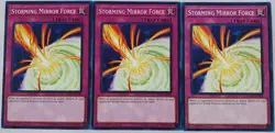 Yugioh 3x Storming Mirror Force (1x LEDD-ENB22 & 2x SDCL-EN038) Common 1st Ed NM - Image 1