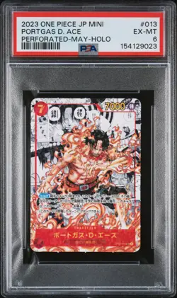 Portgas D. Ace PSA6 2023 One Piece Japanese Saikyo Jump Mini Perforated-May-Holo - Image 1