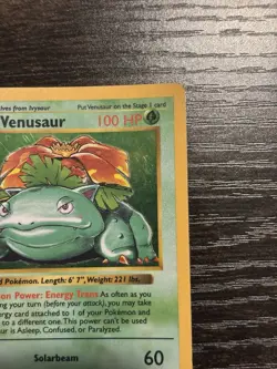 1999 Pokemon VENUSAUR Base Set SHADOWLESS Edition HOLO Rare Card 15/102 WotC MP - Image 5