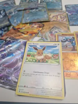 15 Pokemon Mystery Card Lot - Guaranteed Eevee + 4 Holos + Ultra Rare EX/V - Image 1
