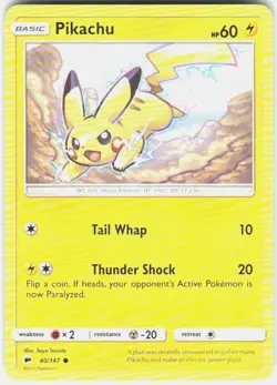 Pikachu Pokemon SM Burning Shadows 40/147 NM - Image 1