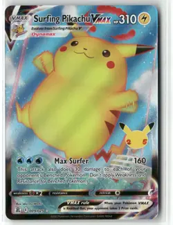 2021 Pokemon Celebrations Surfing Pikachu VMAX 009/025 Holo Rare - Image 1