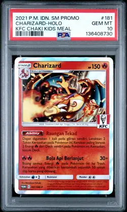 2021 POKEMON INDONESIAN SM PROMO KFC CHAKI KIDS MEAL #181 CHARIZARD-HOLO PSA 10 - Image 1