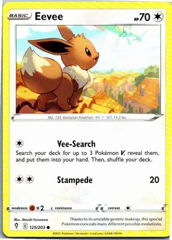 Eevee Pokemon SWSH07: Evolving Skies 125/203 NM - Image 1