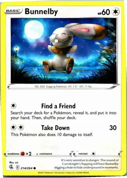 Bunnelby Pokemon SWSH08: Fusion Strike 214/264 NM - Image 1