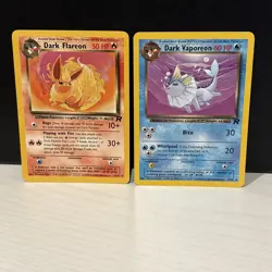 Pokemon Dark Flareon TCG Card 35/82 Dark Vaporeon 45/82 - Image 1