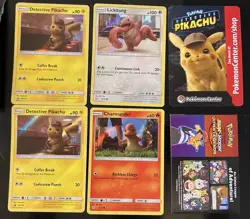 Detective Pikachu Pokemon Card Movie Promo SM190 Charmander Lickitung Shiny Card - Image 1