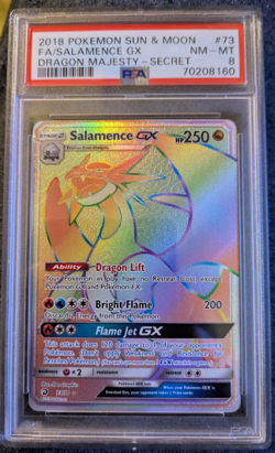 2018 Pokemon Salamence GX #73 Dragon Majesty Full Art PSA 8 - Image 1