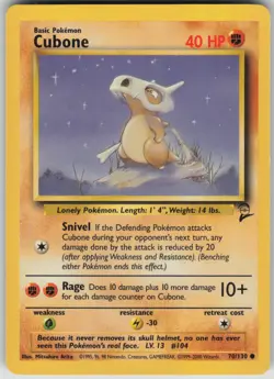 Pokemon TCG Cubone Common Base Set 2 070/130 - Image 1