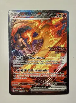 Pokemon Team Rocket's Moltres ex SIR Destined Rivals Stamped UPC Promo 229/182 - Image 1