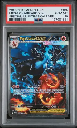 2025 POKEMON PFL EN-PHANTASMAL FLAMES #125 MEGA CHARIZARD X EX PSA 10 - Image 1
