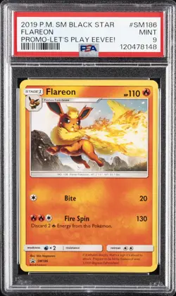 2019 POKEMON SM BLACK STAR PROMO LET'S PLAY EEVEE! #SM186 FLAREON PSA 9 - Image 1