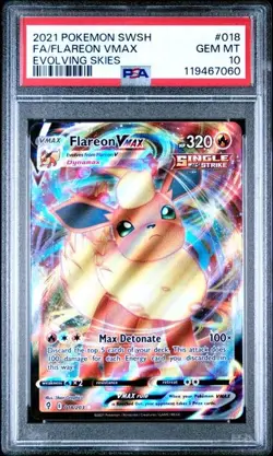 2021 POKEMON SWORD & SHIELD EVOLVING SKIES #018 FLAREON VMAX PSA 10 - Image 1