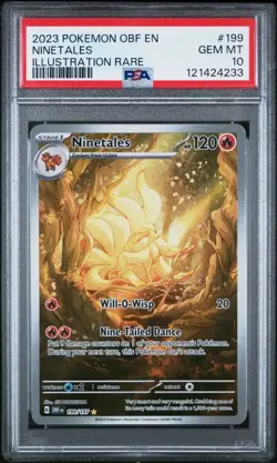 2023 POKEMON OBSIDIAN FLAMES IR ILLUSTRATION RARE NINETALES 199/197 PSA 10 - Image 1