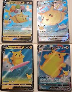 Pokemon TCG Celebrations Flying/Surfing Pikachu V VMAX Holo Lot 7 006-009 - Image 1
