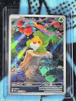 Pokemon Sewaddle Illustration Rare Sv: White Flare 087/086 Holo English 2025 - Image 1