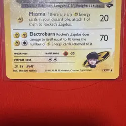 Pokemon Celebrations Rockets Zapdos Holo English 15/132 NM-M - Image 2