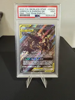 PSA 9 Umbreon & Darkrai GX SM241 Tag Team Black Star Promo Pokemon Card 2020 TCG - Image 1