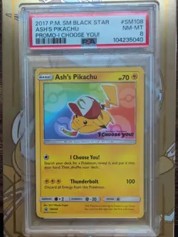 Ash's Pikachu SM108 Black Star Promo Movie Pokemon TCG Card Sun & Moon 2017 - Image 1