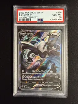 2022 POKEMON SWORD & SHIELD SILVER TEMPEST #186 FULL ART/LUGIA V PSA 10 - Image 1