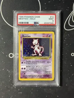PSA 9 Pokemon TCG Base Set Mewtwo Unlimited Holo Rare #10 - Image 1