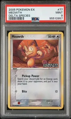 2005 Pokemon Meowth 77/113 EX Delta Species Reverse Holo Stamp PSA 9 Low Pop! 🔥 - Image 1