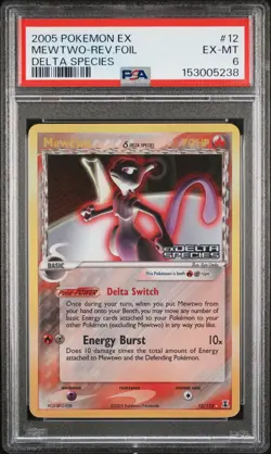 2005 POKEMON EX DELTA SPECIES #12 MEWTWO-REVERSE FOIL PSA 6 - Image 1