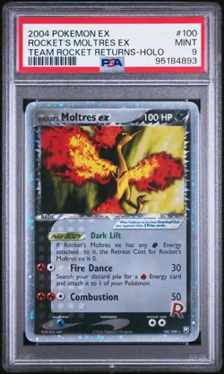 PSA 9 Team Rocket's Moltres ex #100 Rocket Returns Holo Rare Pokemon 2004 MINT - Image 1