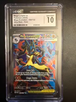Pokemon Mega Lucario ex 160/132 Ultra Rare Mega Evolution - CGC 10 - Image 1