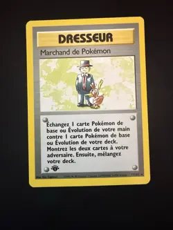 Marchand de Pokemon 77/102 Pokemon Trader FRENCH 1st edition Base Set - NM - Image 1