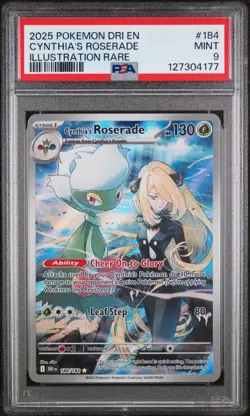 PSA 9 Mint Cynthia's Roserade 184/182 Illustration Rare - Pokemon DRI SV10 - Image 1