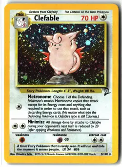 Clefable ⭐ 5/130 Holo Rare Base Set 2 2000 Pokemon LP - Image 1