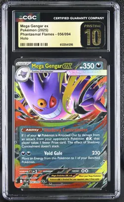 CGC 10 Mega Gengar EX 056/094 Holo Phantasmal Flames Pokemon Pristine - Image 1